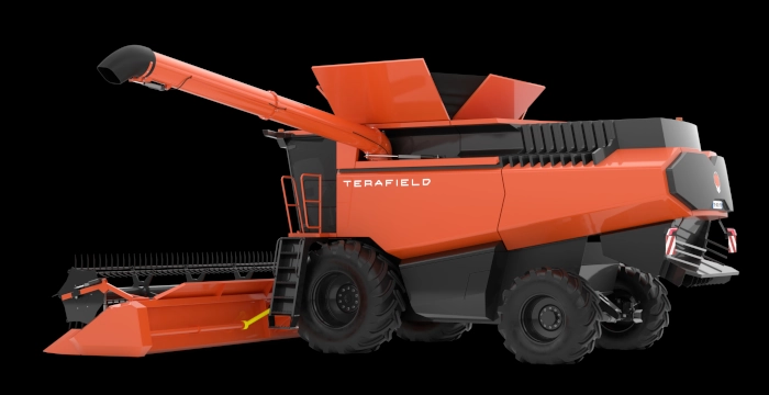 Terafield electric combine harvester side